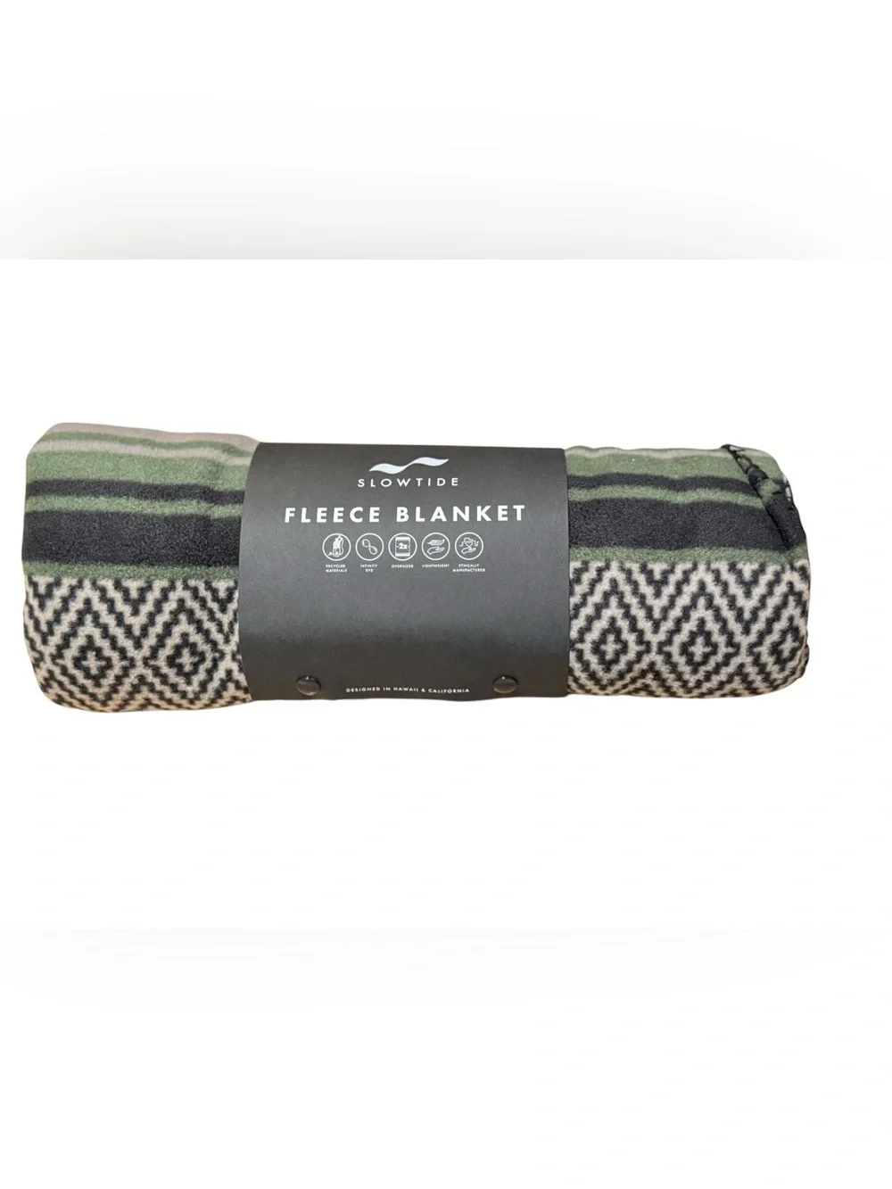 NWT - Slowtide Oso Polar Fleece Blanket Forrest Green Black 50x66